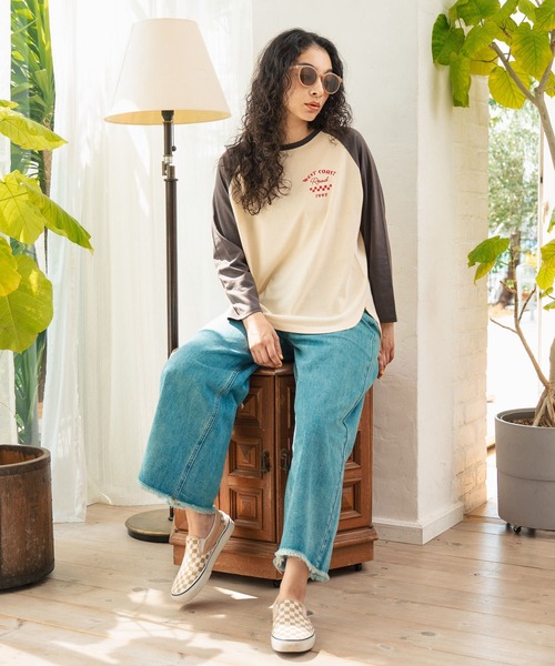 anap mimpi（アナップミンピ）の「配色 ラグラン ワンポイント 刺繍 ロングスリーブ Tシャツ（Tシャツ/カットソー・レディース・ネイビー/グリーン/ダークグレー・FREE）」の9枚目の写真