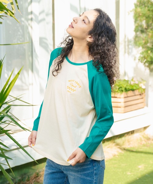 anap mimpi（アナップミンピ）の「配色 ラグラン ワンポイント 刺繍 ロングスリーブ Tシャツ（Tシャツ/カットソー・レディース・ネイビー/グリーン/ダークグレー・FREE）」の12枚目の写真