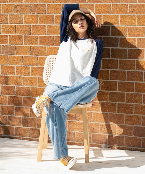 anap mimpi（アナップミンピ）の「配色 ラグラン ワンポイント 刺繍 ロングスリーブ Tシャツ（Tシャツ/カットソー・レディース・ネイビー/グリーン/ダークグレー・FREE）」の21枚目の写真