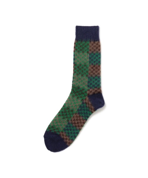 BEAMS（ビームス）の「チェック クルー ソックス（ソックス/靴下・メンズ・オフホワイト/ブルー/ブラック・ONE SIZE）」の3枚目の写真