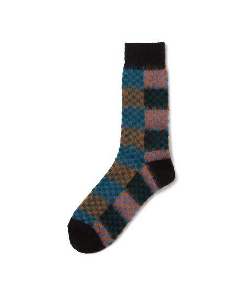BEAMS（ビームス）の「チェック クルー ソックス（ソックス/靴下・メンズ・オフホワイト/ブルー/ブラック・ONE SIZE）」の2枚目の写真