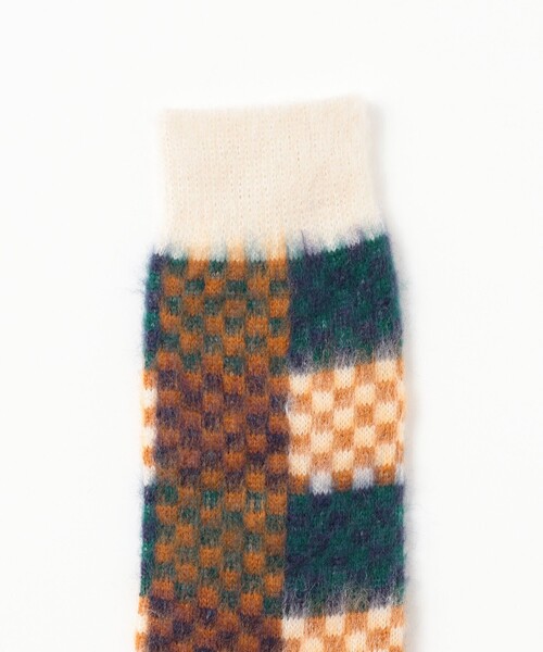 BEAMS（ビームス）の「チェック クルー ソックス（ソックス/靴下・メンズ・オフホワイト/ブルー/ブラック・ONE SIZE）」の4枚目の写真