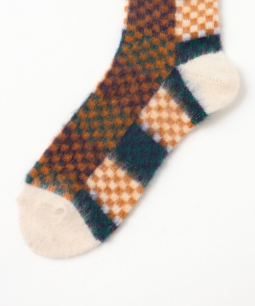 BEAMS（ビームス）の「チェック クルー ソックス（ソックス/靴下・メンズ・オフホワイト/ブルー/ブラック・ONE SIZE）」の5枚目の写真