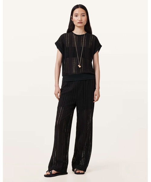 ALLSAINTS(オールセインツ)の「GIANA CROCHET LADDER WIDE LEG TROUSERS | GIANA クロシェ ラダー ワイド レッグ トラウザー(その他パンツ・レディース・ブラック・S/M/XS)」の4枚目の写真