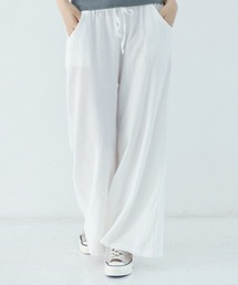 リネンタッチ夏服イージーワイドパンツ イージーケアアイテム