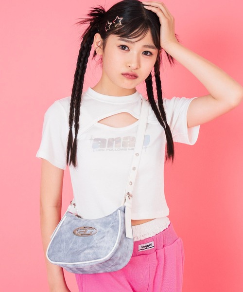 ANAP GｉRL（アナップガール）の「シルバープレート付き 2WAYミニバッグ（ショルダーバッグ・キッズ・ブルー/ブラック/ベージュ・FREE）」の3枚目の写真