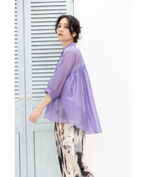 OSMOSIS（オズモーシス）の「シアードルマンギャザーブラウス（シャツ/ブラウス・レディース・ブラック/ライトパープル/グリーン/ホワイト・ONE SIZE）」の20枚目の写真