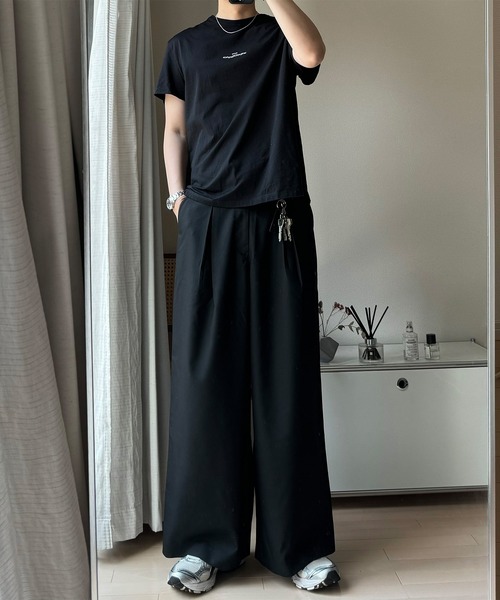 CALLNE（カルネ）の「【CALLNE】 Box Tuck Relaxed Wide Pants / ボックスタックリラックスワイドパンツ（スラックス・メンズ・チャコールグレー/ブラック・L/M）」の9枚目の写真