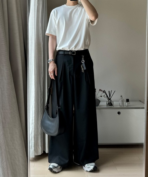 CALLNE（カルネ）の「【CALLNE】 Box Tuck Relaxed Wide Pants / ボックスタックリラックスワイドパンツ（スラックス・メンズ・チャコールグレー/ブラック・L/M）」の15枚目の写真