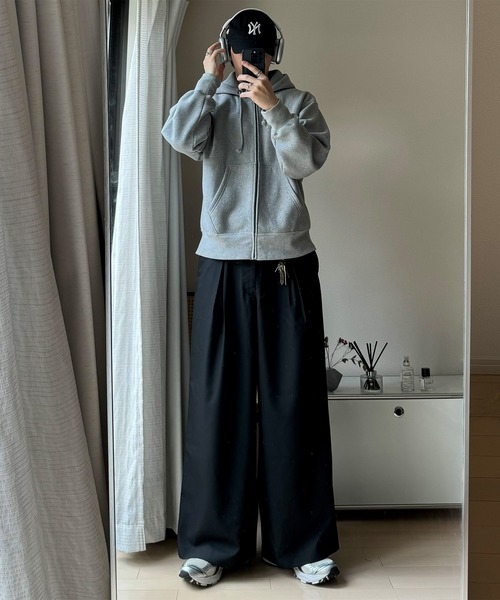 CALLNE（カルネ）の「【CALLNE】 Box Tuck Relaxed Wide Pants / ボックスタックリラックスワイドパンツ（スラックス・メンズ・チャコールグレー/ブラック・L/M）」の14枚目の写真
