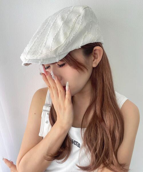 WEGO（ウィゴー）の「WEGO/フリンジデザインハンチング（キャスケット・レディース・ホワイト/ブラック・FREE）」の2枚目の写真