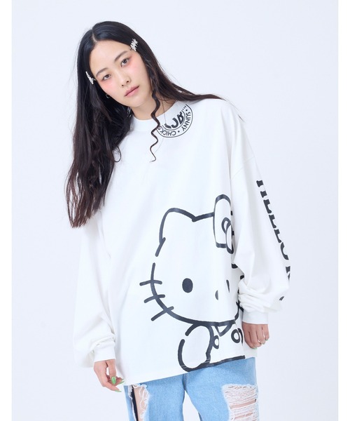 Little sunny bite(リトルサニーバイト)の「【little sunny bite】HELLO KITTY x little sunny bite long tee(Tシャツ/カットソー・レディース・ブラック/ホワイト/ライトブルー・MEDIUM/SMALL)」の1枚目の写真