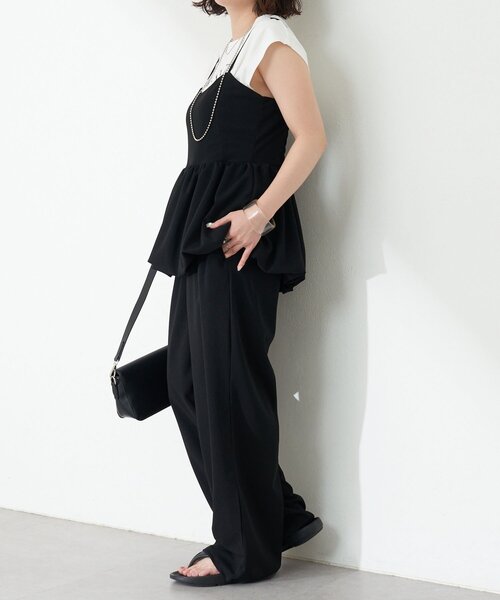 Remind me and forever（リマインドミーアンドフォーエバー）の「【一枚でおしゃれ見え！】バルーンキャミコンビネゾン（ワンピース・レディース・ブラック/グレイッシュベージュ・FREE）」の6枚目の写真