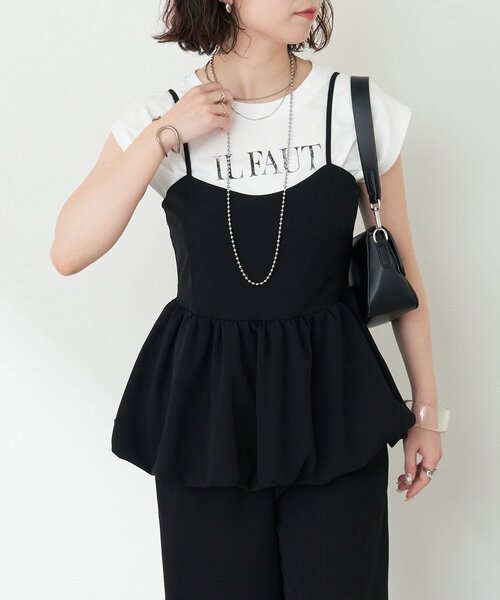 Remind me and forever（リマインドミーアンドフォーエバー）の「【一枚でおしゃれ見え！】バルーンキャミコンビネゾン（ワンピース・レディース・ブラック/グレイッシュベージュ・FREE）」の9枚目の写真