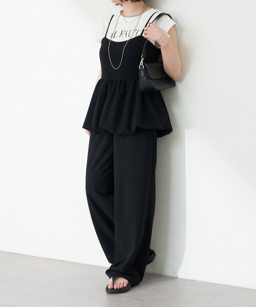 Remind me and forever（リマインドミーアンドフォーエバー）の「【一枚でおしゃれ見え！】バルーンキャミコンビネゾン（ワンピース・レディース・ブラック/グレイッシュベージュ・FREE）」の11枚目の写真