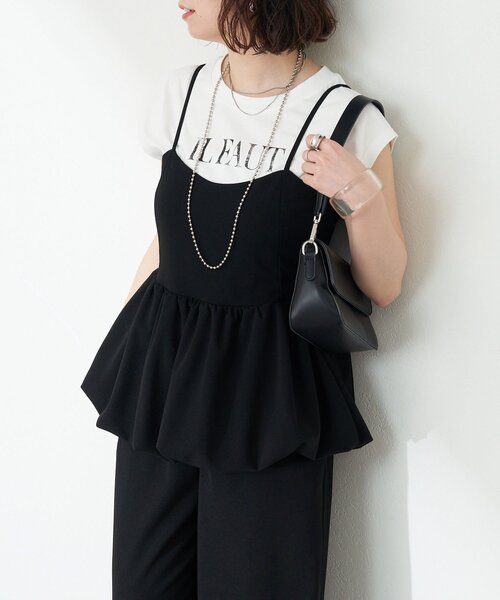 Remind me and forever（リマインドミーアンドフォーエバー）の「【一枚でおしゃれ見え！】バルーンキャミコンビネゾン（ワンピース・レディース・ブラック/グレイッシュベージュ・FREE）」の13枚目の写真