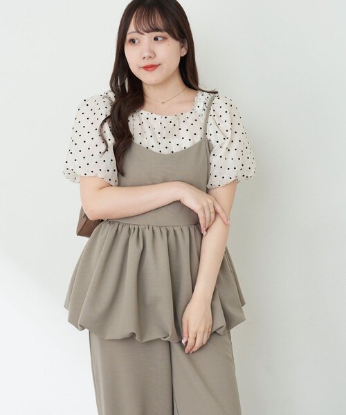 Remind me and forever（リマインドミーアンドフォーエバー）の「【一枚でおしゃれ見え！】バルーンキャミコンビネゾン（ワンピース・レディース・ブラック/グレイッシュベージュ・FREE）」の15枚目の写真