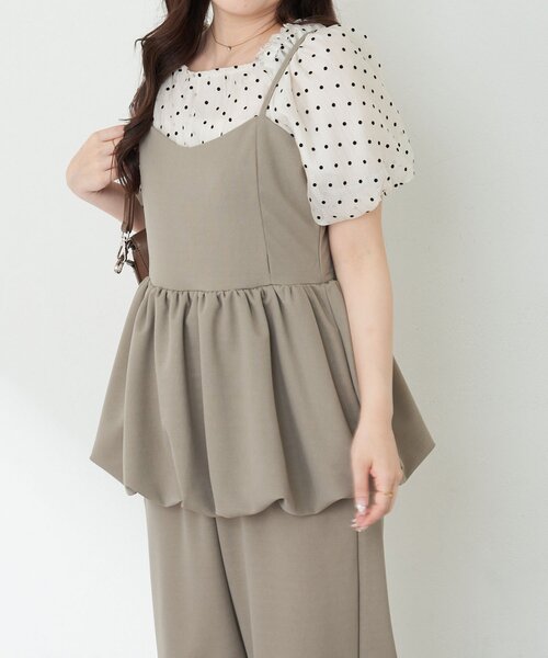 Remind me and forever（リマインドミーアンドフォーエバー）の「【一枚でおしゃれ見え！】バルーンキャミコンビネゾン（ワンピース・レディース・ブラック/グレイッシュベージュ・FREE）」の18枚目の写真