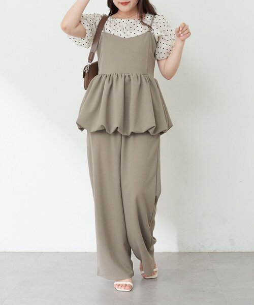 Remind me and forever（リマインドミーアンドフォーエバー）の「【一枚でおしゃれ見え！】バルーンキャミコンビネゾン（ワンピース・レディース・ブラック/グレイッシュベージュ・FREE）」の21枚目の写真