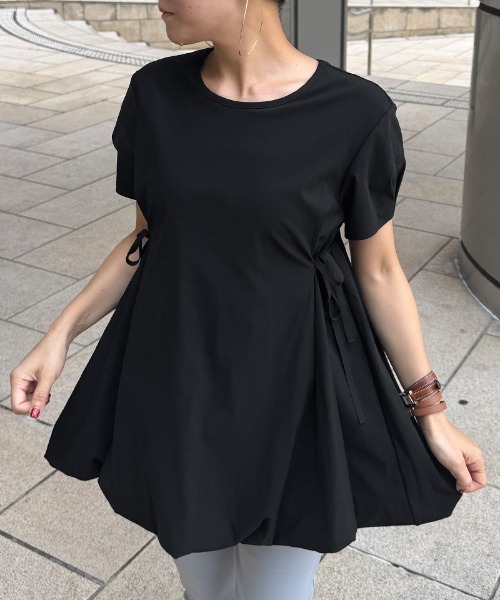 JENNE(ジェンヌ)の「JENNEクールバルーンTシャツ(Tシャツ/カットソー・レディース・イエロー/ホワイト/ブラック/ネイビー・SMALL/MEDIUM/LARGE)」の6枚目の写真