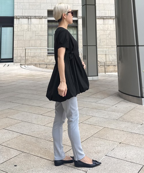 JENNE(ジェンヌ)の「JENNEクールバルーンTシャツ(Tシャツ/カットソー・レディース・イエロー/ホワイト/ブラック/ネイビー・SMALL/MEDIUM/LARGE)」の9枚目の写真