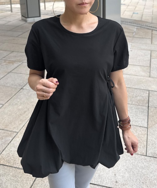 JENNE(ジェンヌ)の「JENNEクールバルーンTシャツ(Tシャツ/カットソー・レディース・イエロー/ホワイト/ブラック/ネイビー・SMALL/MEDIUM/LARGE)」の10枚目の写真