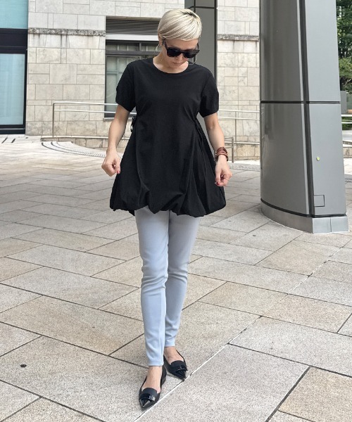 JENNE(ジェンヌ)の「JENNEクールバルーンTシャツ(Tシャツ/カットソー・レディース・イエロー/ホワイト/ブラック/ネイビー・SMALL/MEDIUM/LARGE)」の12枚目の写真