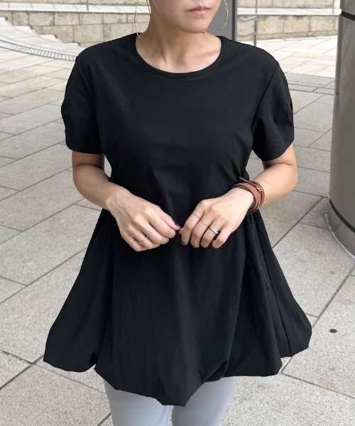 JENNE(ジェンヌ)の「JENNEクールバルーンTシャツ(Tシャツ/カットソー・レディース・イエロー/ホワイト/ブラック/ネイビー・SMALL/MEDIUM/LARGE)」の14枚目の写真