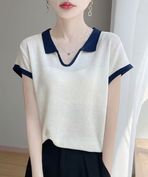 ROOPTOKYO（ループトウキョウ）の「透かし編み 襟付き ニットベスト（ベスト・レディース・グレー/レッド/マスタード/ロイヤルブルー/アイボリー/ライトブルー/ダークグレー・FREE）」の2枚目の写真