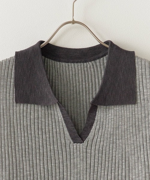 ROOPTOKYO（ループトウキョウ）の「透かし編み 襟付き ニットベスト（ベスト・レディース・グレー/レッド/マスタード/ロイヤルブルー/アイボリー/ライトブルー/ダークグレー・FREE）」の18枚目の写真