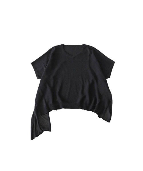 antiqua(アンティカ)の「アシメショートスリーブニット(ニット/セーター・レディース・ホワイト/ブラック/レッド/ライトグレー・ONESIZE)」の5枚目の写真
