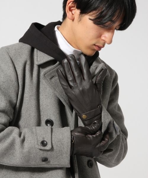 RAGEBLUE（レイジブルー）の「【スマートフォン対応】レザータッチパネルグローブ/705118（手袋・メンズ・ブラック/ダークブラウン・FREE）」の3枚目の写真