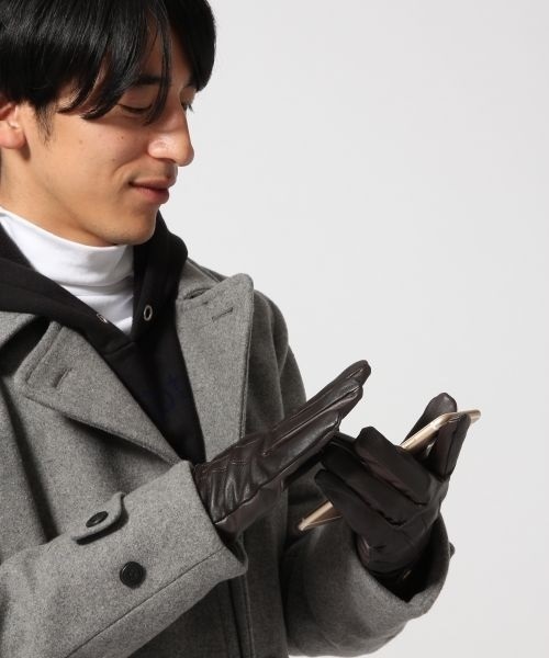 RAGEBLUE（レイジブルー）の「【スマートフォン対応】レザータッチパネルグローブ/705118（手袋・メンズ・ブラック/ダークブラウン・FREE）」の4枚目の写真