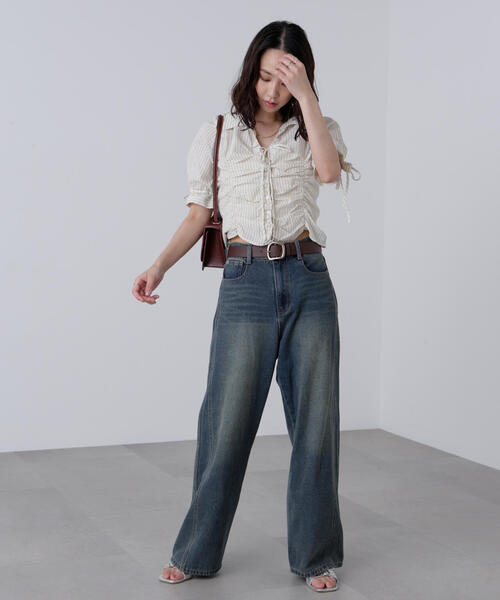 FREE'S MART(フリーズマート)の「◆リボンシャーリングストライプブラウス(シャツ/ブラウス・レディース・ブルー系その他/ホワイト系その他・FREE)」の15枚目の写真