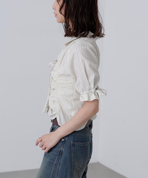 FREE'S MART(フリーズマート)の「◆リボンシャーリングストライプブラウス(シャツ/ブラウス・レディース・ブルー系その他/ホワイト系その他・FREE)」の19枚目の写真