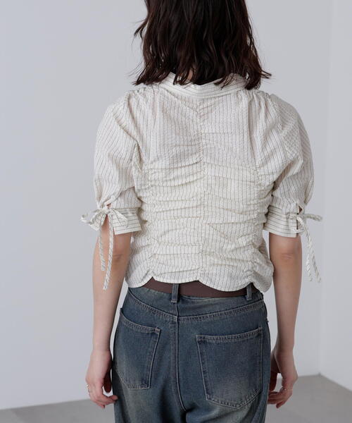 FREE'S MART(フリーズマート)の「◆リボンシャーリングストライプブラウス(シャツ/ブラウス・レディース・ブルー系その他/ホワイト系その他・FREE)」の20枚目の写真