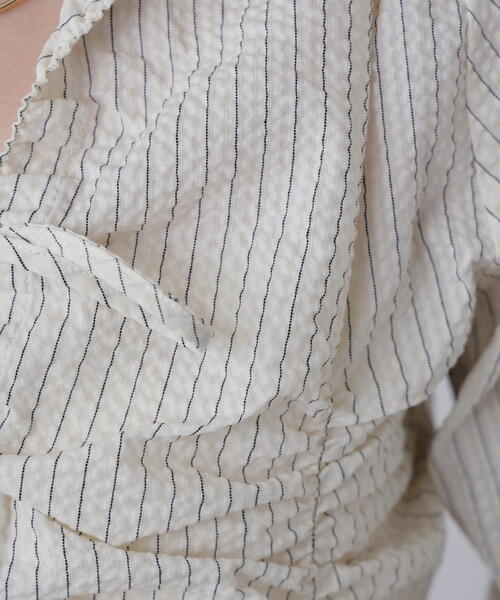 FREE'S MART(フリーズマート)の「◆リボンシャーリングストライプブラウス(シャツ/ブラウス・レディース・ブルー系その他/ホワイト系その他・FREE)」の14枚目の写真