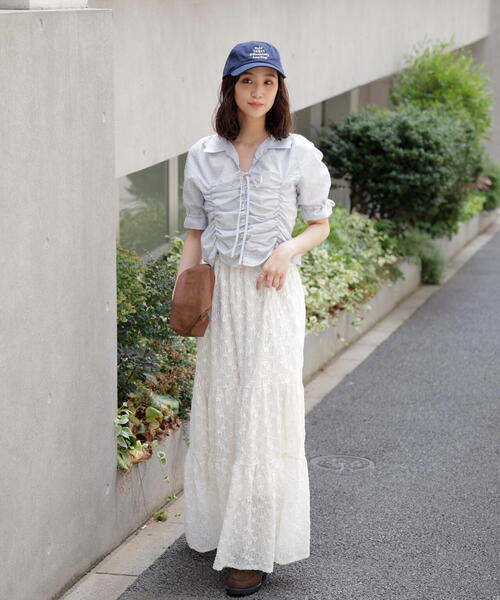 FREE'S MART(フリーズマート)の「◆リボンシャーリングストライプブラウス(シャツ/ブラウス・レディース・ブルー系その他/ホワイト系その他・FREE)」の7枚目の写真