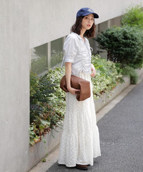 FREE'S MART(フリーズマート)の「◆リボンシャーリングストライプブラウス(シャツ/ブラウス・レディース・ブルー系その他/ホワイト系その他・FREE)」の8枚目の写真