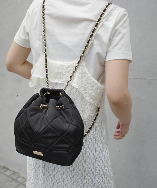 極美品 OUTDOOR SLOBE IENA 別注チェーンリュック 黒 OUTDOOR/アウトドア SLOBE別注 キルティングチェーンリュック（バック