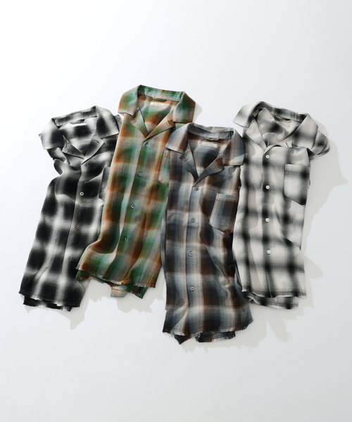 レーヨン アンカット フリンジ チェックシャツ（シャツ/ブラウス