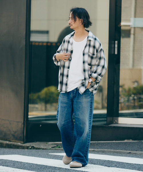 JOURNAL STANDARD relume(ジャーナルスタンダード レリューム)の「レーヨン アンカット フリンジ チェックシャツ(シャツ/ブラウス・メンズ・ブラック/アイボリー/ブラウン/グリーン・MEDIUM/LARGE)」の5枚目の写真