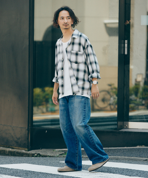 レーヨン アンカット フリンジ チェックシャツ（シャツ/ブラウス