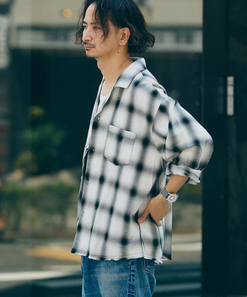 レーヨン アンカット フリンジ チェックシャツ（シャツ/ブラウス