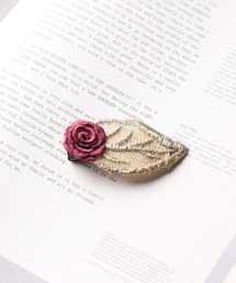 ARCHIVER（アーカイバ）の「【76】ローズ＆リーフ刺繍ヘアクリップ　ヘアピン（バレッタ/ヘアクリップ・メンズ）」