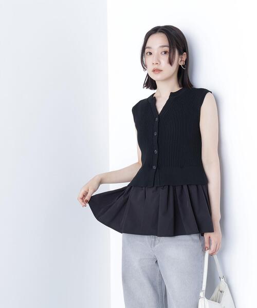 NATURAL BEAUTY BASIC(ナチュラルビューティーベーシック)の「◇ 2wayドッキングペプラムベスト(ベスト・レディース・グレー系その他/ブラック/ブラウン・FREE)」の1枚目の写真