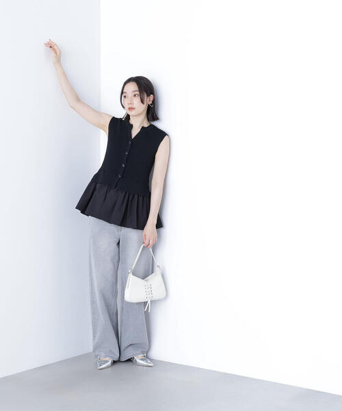 NATURAL BEAUTY BASIC（ナチュラルビューティーベーシック）の「◇ 2wayドッキングペプラムベスト（ベスト・レディース・グレー系その他/ブラック/ブラウン・FREE）」の5枚目の写真