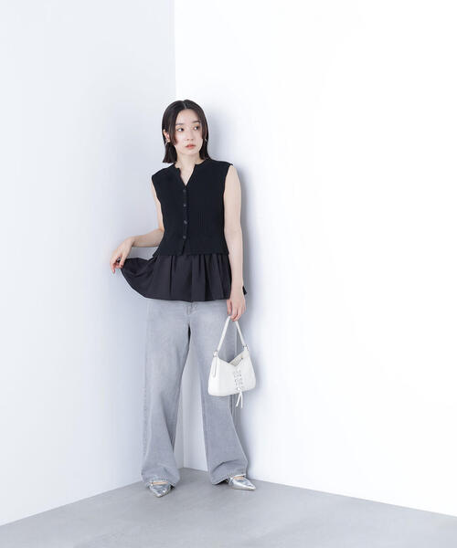 NATURAL BEAUTY BASIC（ナチュラルビューティーベーシック）の「◇ 2wayドッキングペプラムベスト（ベスト・レディース・グレー系その他/ブラック/ブラウン・FREE）」の9枚目の写真