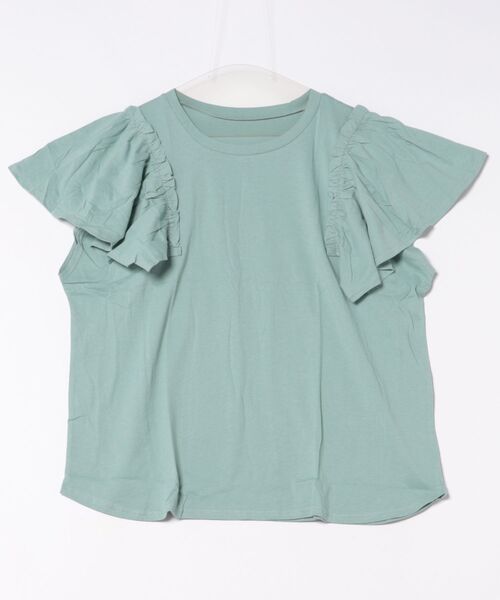RCD(アールシーディー)の「【二の腕カバー 華奢見え】ショルダーフリルフレンチスリーブTシャツ(Tシャツ/カットソー・レディース・ブラック/ホワイト/ミント/ピンクベージュ/チャコールグレー・4L~5L/M-L/LL~3L)」の16枚目の写真