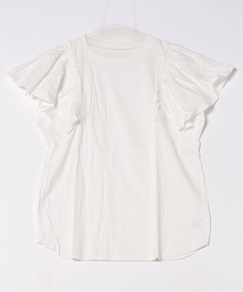 RCD(アールシーディー)の「【二の腕カバー 華奢見え】ショルダーフリルフレンチスリーブTシャツ(Tシャツ/カットソー・レディース・ブラック/ホワイト/ミント/ピンクベージュ/チャコールグレー・4L~5L/M-L/LL~3L)」の18枚目の写真